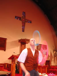 Steve the Juggler performing his Gospel Juggling routines