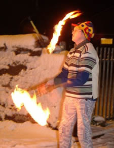 Steve doing some Fire Club Juggling in the Snow!