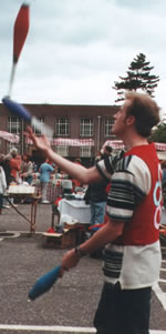 Steve back in the early 90's Juggling Clubs at a Charity Fete for Children's 1st