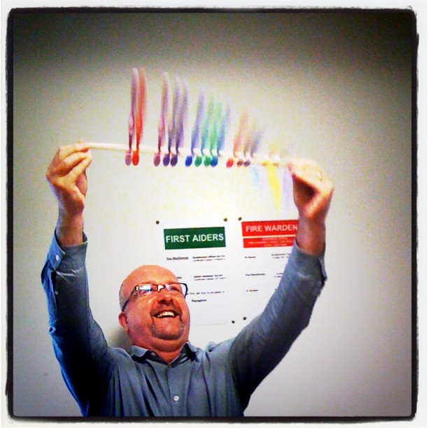 A happy Toothbrush Twirling Chief Executive!